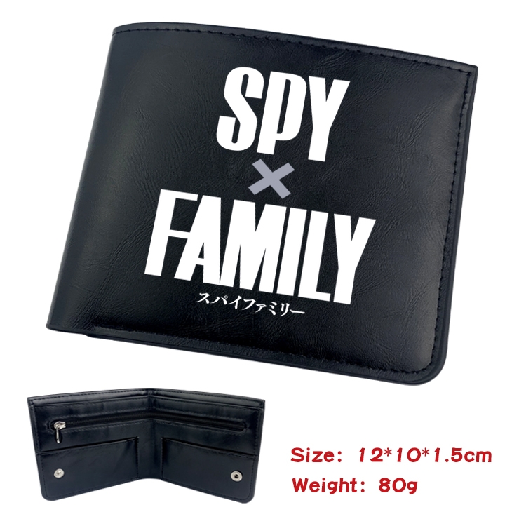 SPY×FAMILY Anime Black Leather Magnetic Buckle Two Fold Card Holder Wallet 22.5X13.5CM