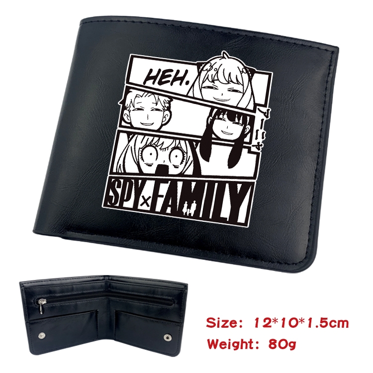 SPY×FAMILY Anime Black Leather Magnetic Buckle Two Fold Card Holder Wallet 22.5X13.5CM