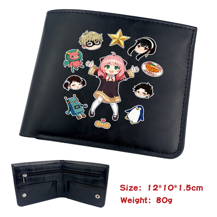 SPY×FAMILY Anime Black Leather Magnetic Buckle Two Fold Card Holder Wallet 22.5X13.5CM