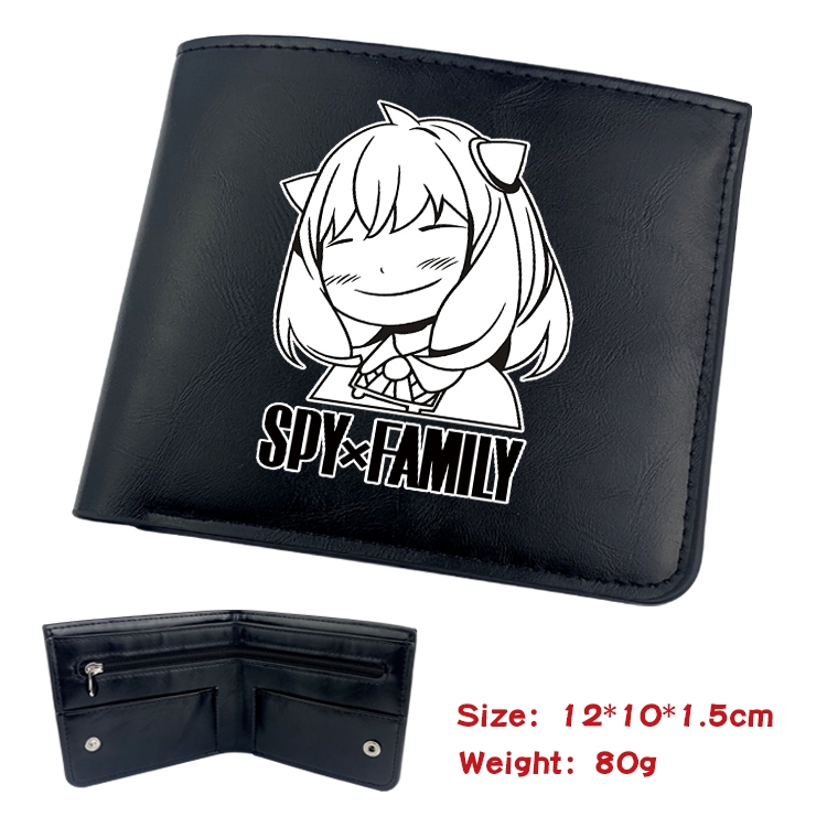 SPY×FAMILY Anime Black Leather Magnetic Buckle Two Fold Card Holder Wallet 22.5X13.5CM