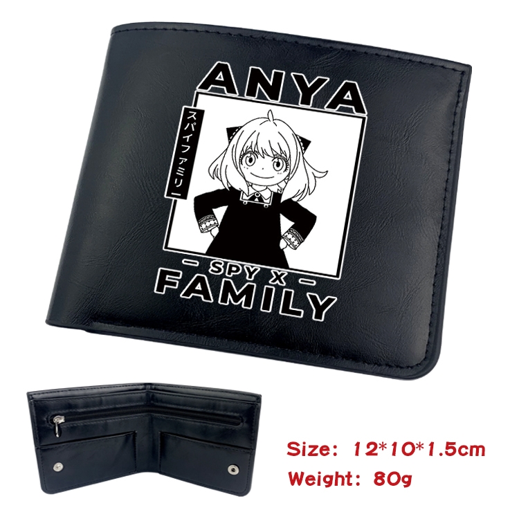 SPY×FAMILY Anime Black Leather Magnetic Buckle Two Fold Card Holder Wallet 22.5X13.5CM