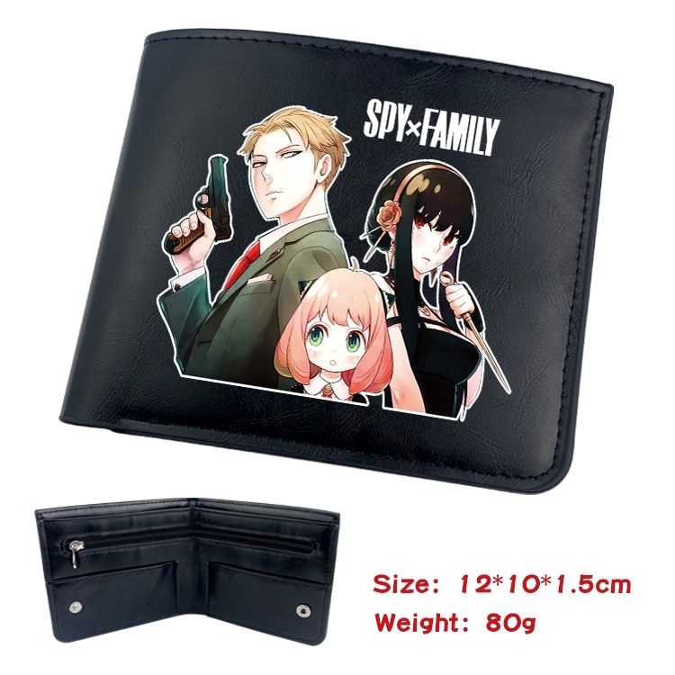 SPY×FAMILY Anime Black Leather Magnetic Buckle Two Fold Card Holder Wallet 22.5X13.5CM