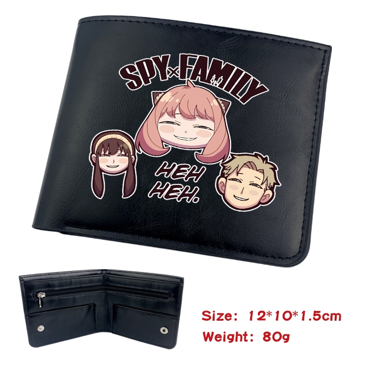 SPY×FAMILY Anime Black Leather Magnetic Buckle Two Fold Card Holder Wallet 22.5X13.5CM