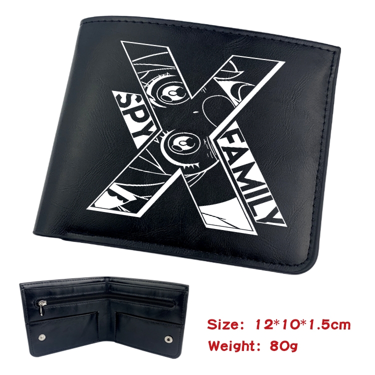 SPY×FAMILY Anime Black Leather Magnetic Buckle Two Fold Card Holder Wallet 22.5X13.5CM