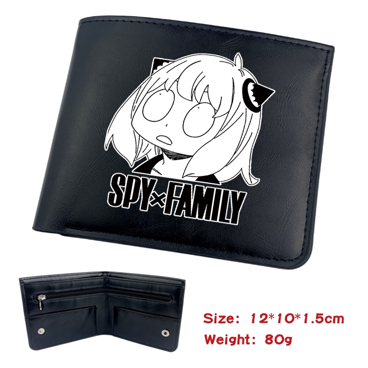 SPY×FAMILY Anime Black Leather Magnetic Buckle Two Fold Card Holder Wallet 22.5X13.5CM