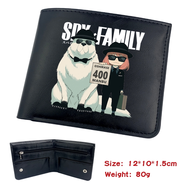 SPY×FAMILY Anime Black Leather Magnetic Buckle Two Fold Card Holder Wallet 22.5X13.5CM