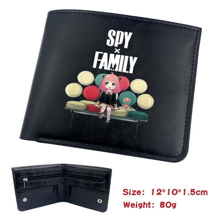 SPY×FAMILY Anime Black Leather Magnetic Buckle Two Fold Card Holder Wallet 22.5X13.5CM