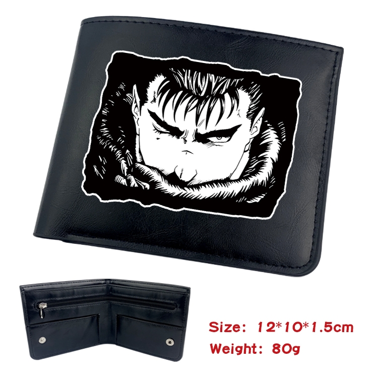 Berserk Anime Black Leather Magnetic Buckle Two Fold Card Holder Wallet 22.5X13.5CM