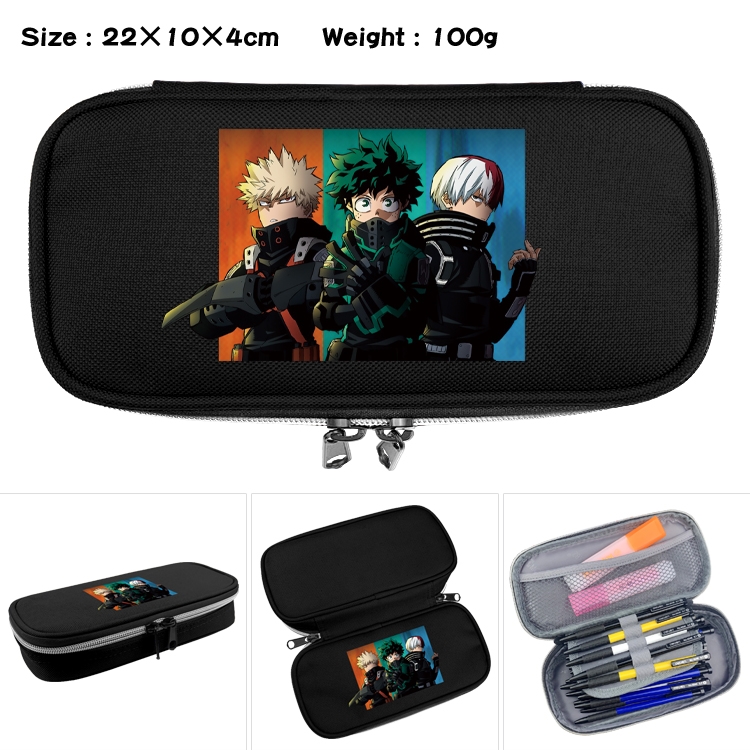 My Hero Academia Anime Waterproof canvas zipper clamshell pencil case pencil case 22x10x4cm