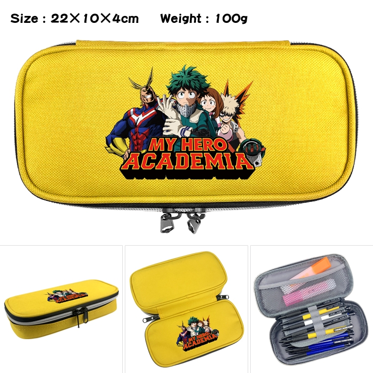 My Hero Academia Anime Waterproof canvas zipper clamshell pencil case pencil case 22x10x4cm