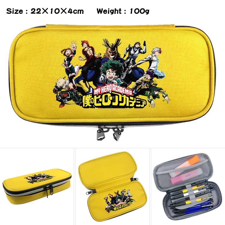 My Hero Academia Anime Waterproof canvas zipper clamshell pencil case pencil case 22x10x4cm