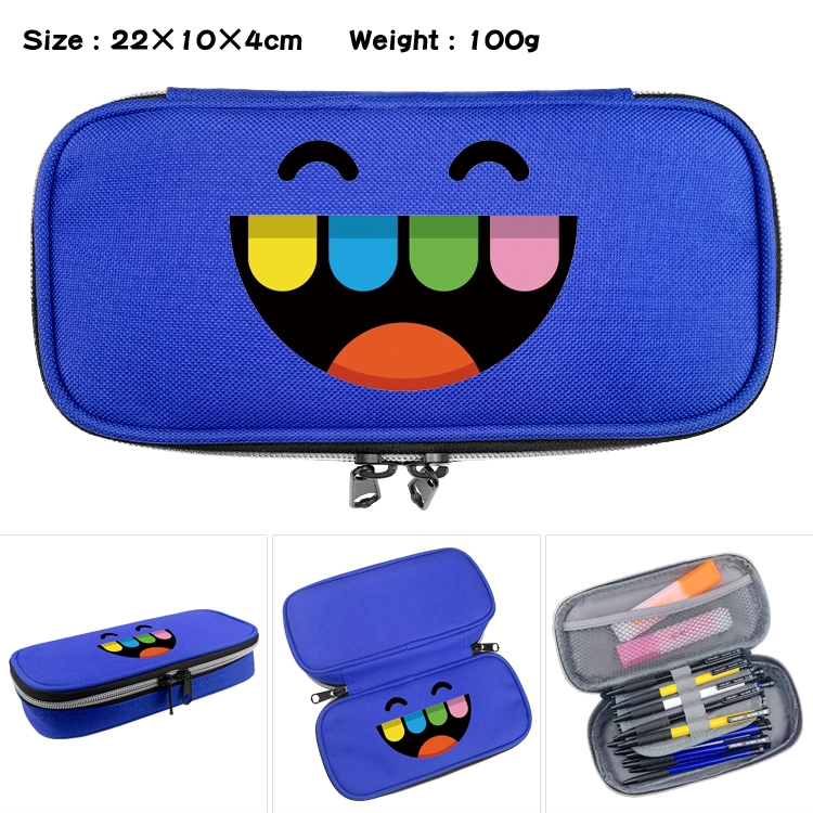 toca life world Anime Waterproof canvas zipper clamshell pencil case pencil case 22x10x4cm