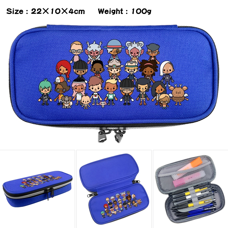 toca life world Anime Waterproof canvas zipper clamshell pencil case pencil case 22x10x4cm