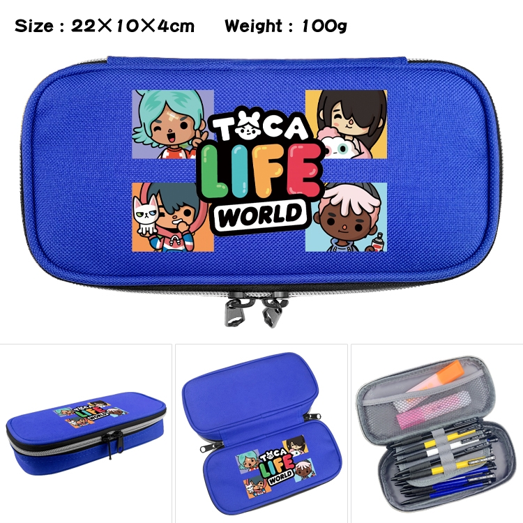 toca life world Anime Waterproof canvas zipper clamshell pencil case pencil case 22x10x4cm