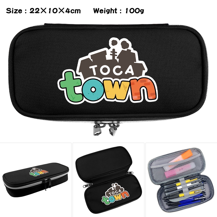 toca life world Anime Waterproof canvas zipper clamshell pencil case pencil case 22x10x4cm