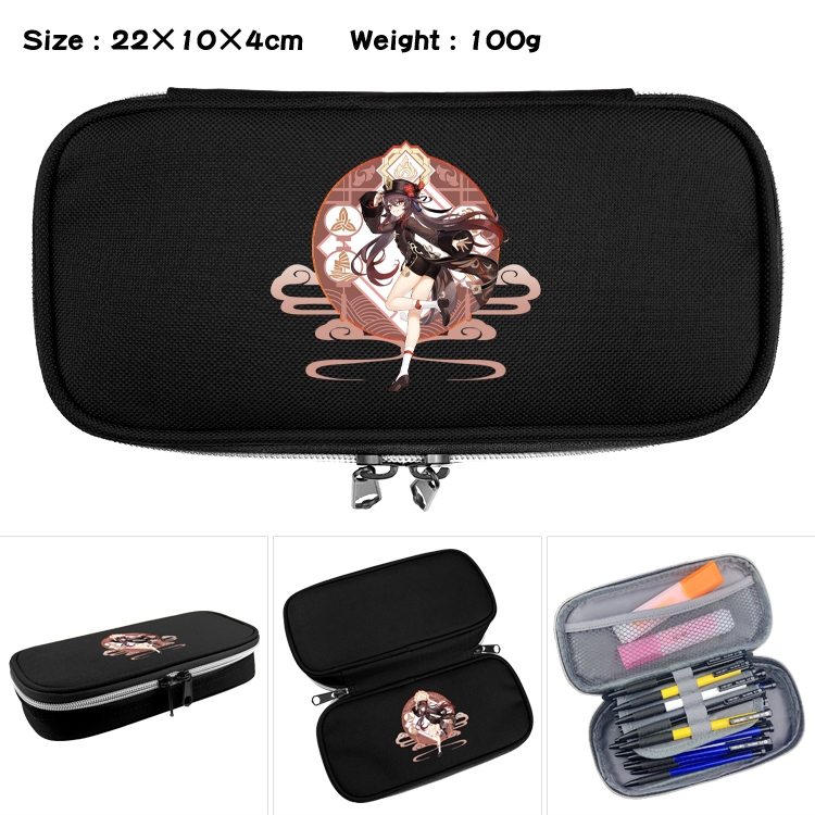 Genshin Impact Anime Waterproof canvas zipper clamshell pencil case pencil case 22x10x4cm