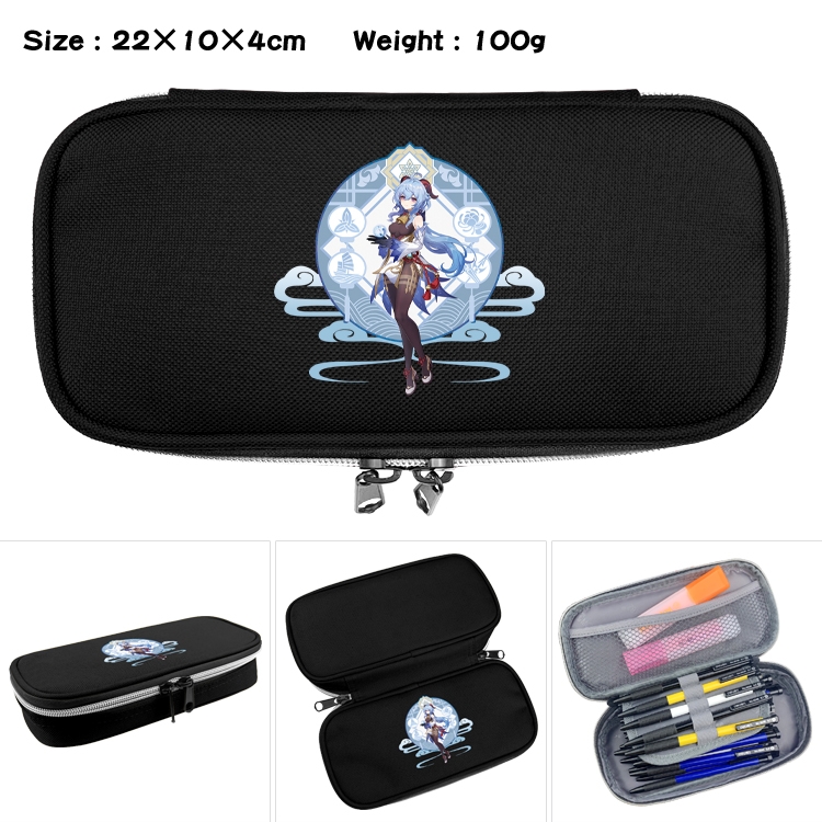 Genshin Impact Anime Waterproof canvas zipper clamshell pencil case pencil case 22x10x4cm