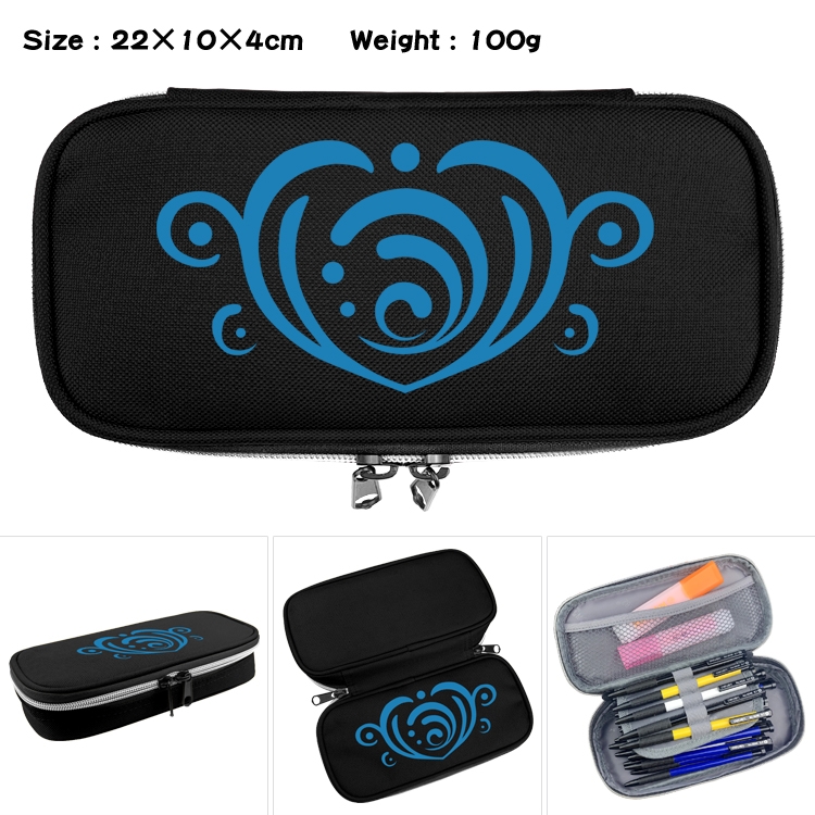 Genshin Impact Anime Waterproof canvas zipper clamshell pencil case pencil case 22x10x4cm