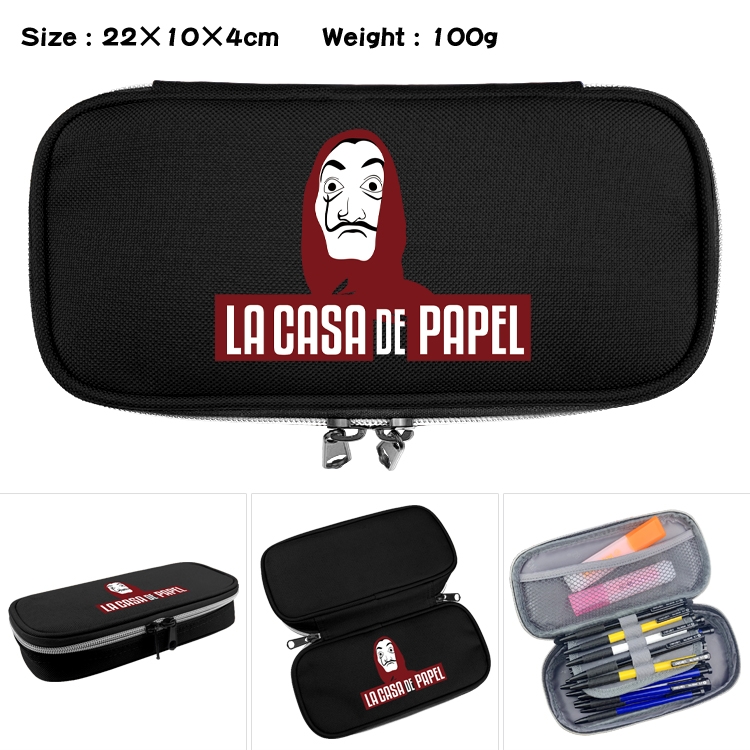 Money Heist Anime Waterproof canvas zipper clamshell pencil case pencil case 22x10x4cm