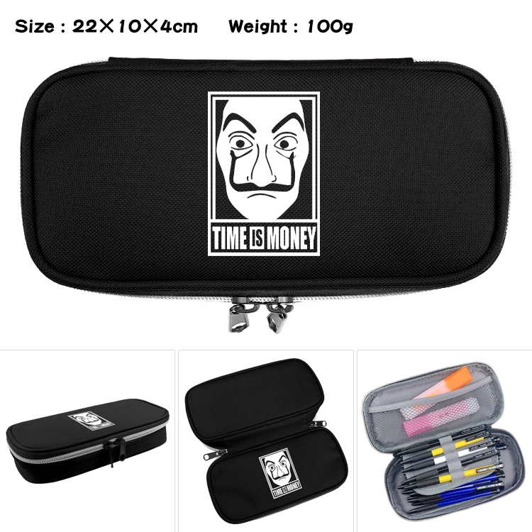 Money Heist Anime Waterproof canvas zipper clamshell pencil case pencil case 22x10x4cm