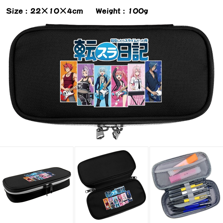 That Time I Got Slim Benimaru Shion Anime Waterproof canvas zipper clamshell pencil case pencil case 22x10x4cm