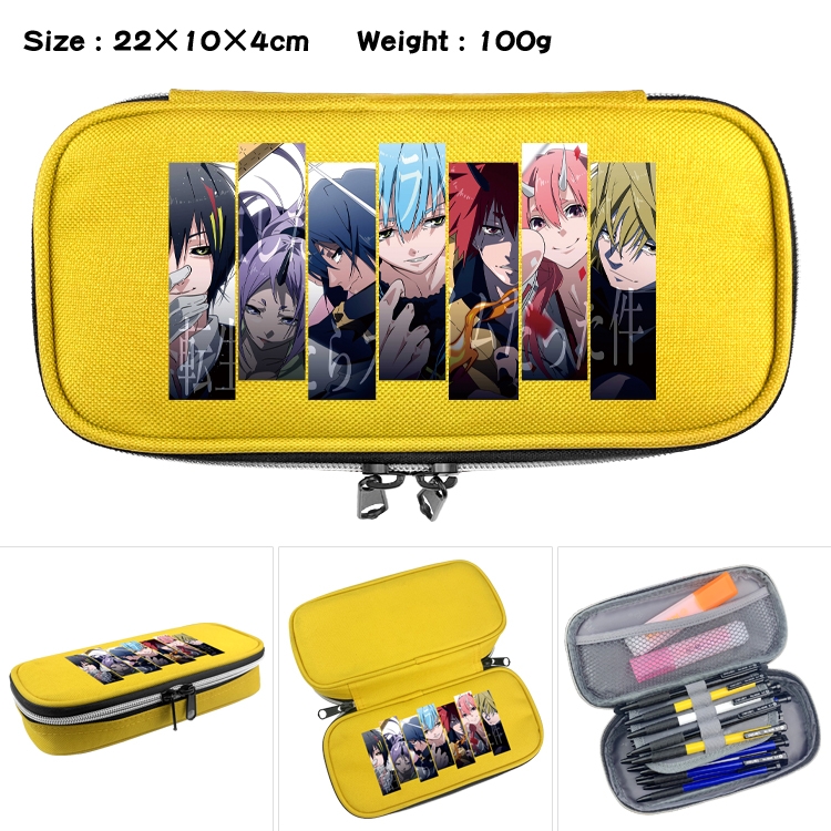 That Time I Got Slim Benimaru Shion Anime Waterproof canvas zipper clamshell pencil case pencil case 22x10x4cm