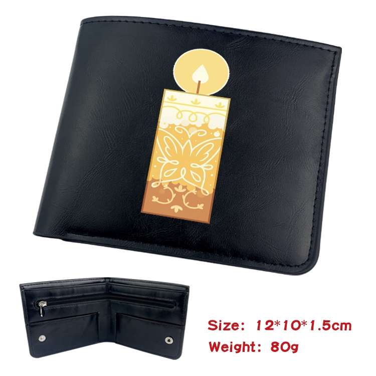 full house of magic Anime Black Leather Magnetic Buckle Two Fold Card Holder Wallet 22.5X13.5CM 