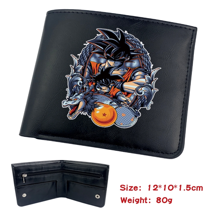 DRAGON BALL Anime Black Leather Magnetic Buckle Two Fold Card Holder Wallet 22.5X13.5CM 