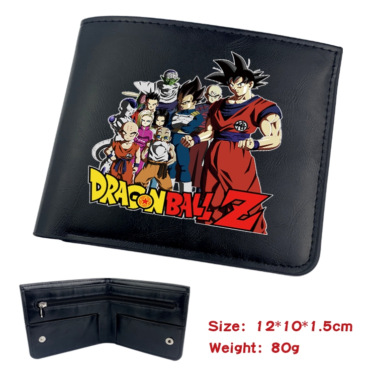 DRAGON BALL Anime Black Leather Magnetic Buckle Two Fold Card Holder Wallet 22.5X13.5CM 