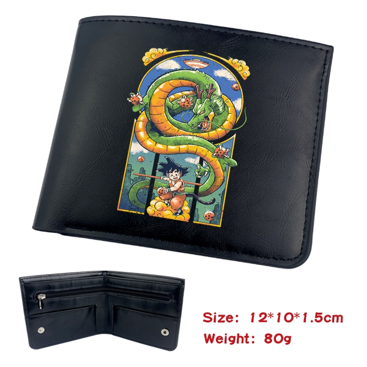 DRAGON BALL Anime Black Leather Magnetic Buckle Two Fold Card Holder Wallet 22.5X13.5CM 