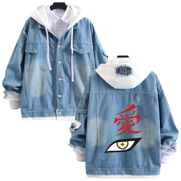 Naruto  anime stitching denim jacket top sweater from S to 4XL