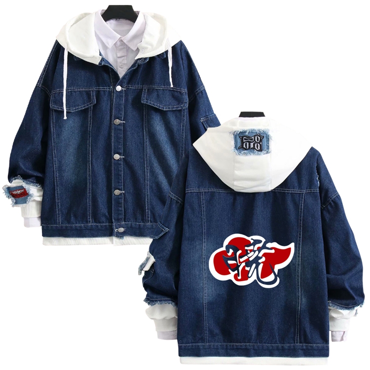 Naruto  anime stitching denim jacket top sweater from S to 4XL