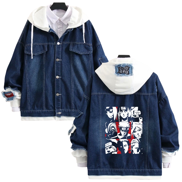 Naruto  anime stitching denim jacket top sweater from S to 4XL