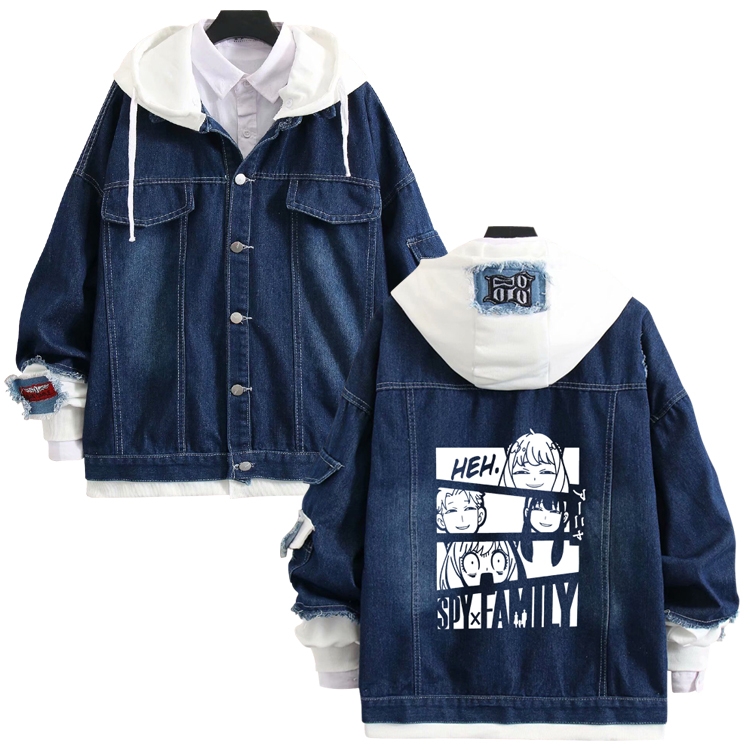 SPY×FAMILY anime stitching denim jacket top sweater from S to 4XL