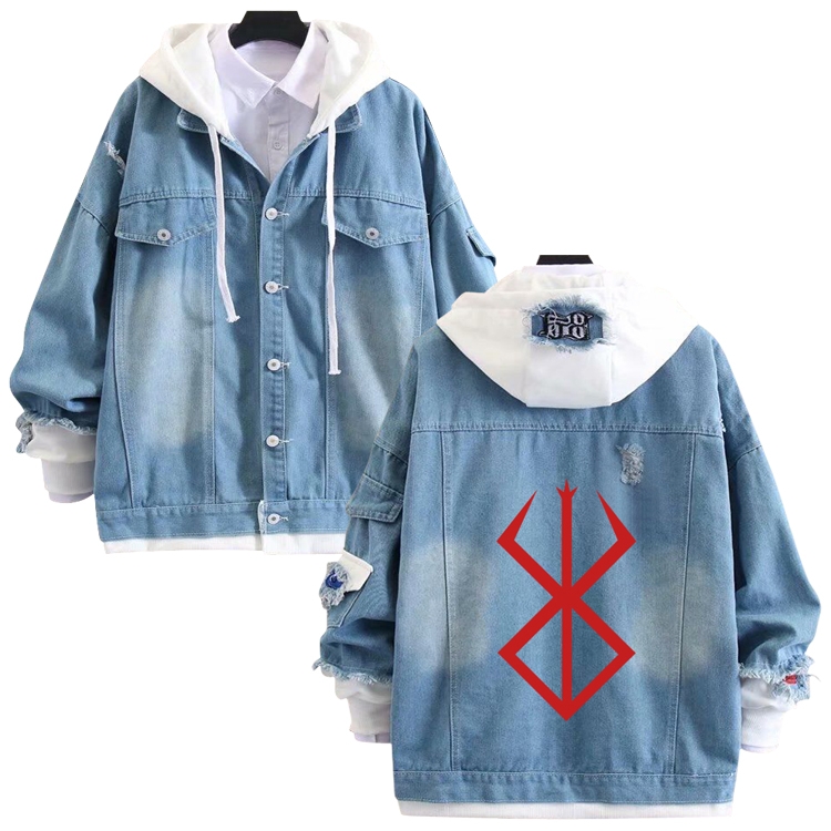 Berserk anime stitching denim jacket top sweater from S to 4XL