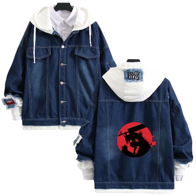 Berserk anime stitching denim jacket top sweater from S to 4XL