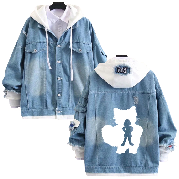Turning Red anime stitching denim jacket top sweater from S to 4XL