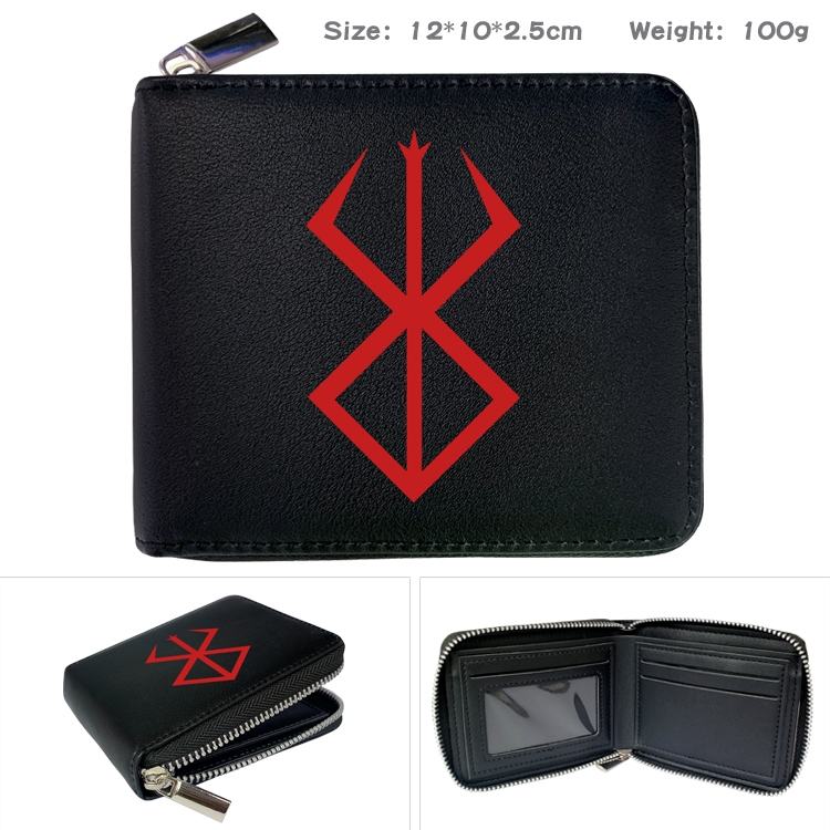 Berserk Anime Full Color Short All Inclusive Zipper Wallet 10x12x2.5cm