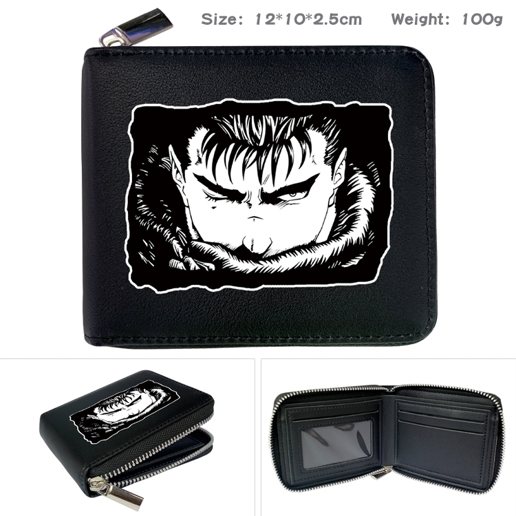 Berserk Anime Full Color Short All Inclusive Zipper Wallet 10x12x2.5cm