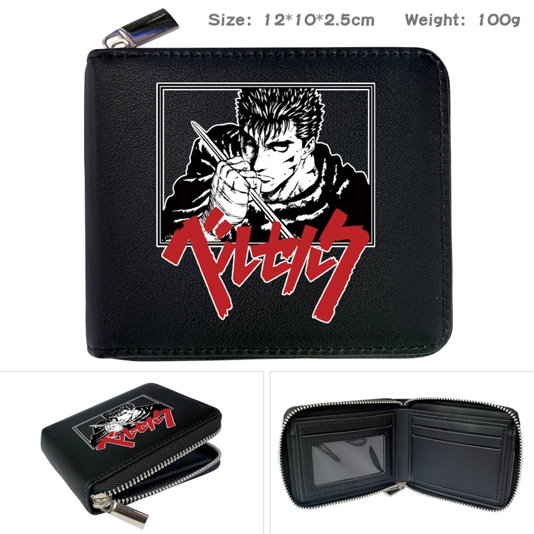 Berserk Anime Full Color Short All Inclusive Zipper Wallet 10x12x2.5cm