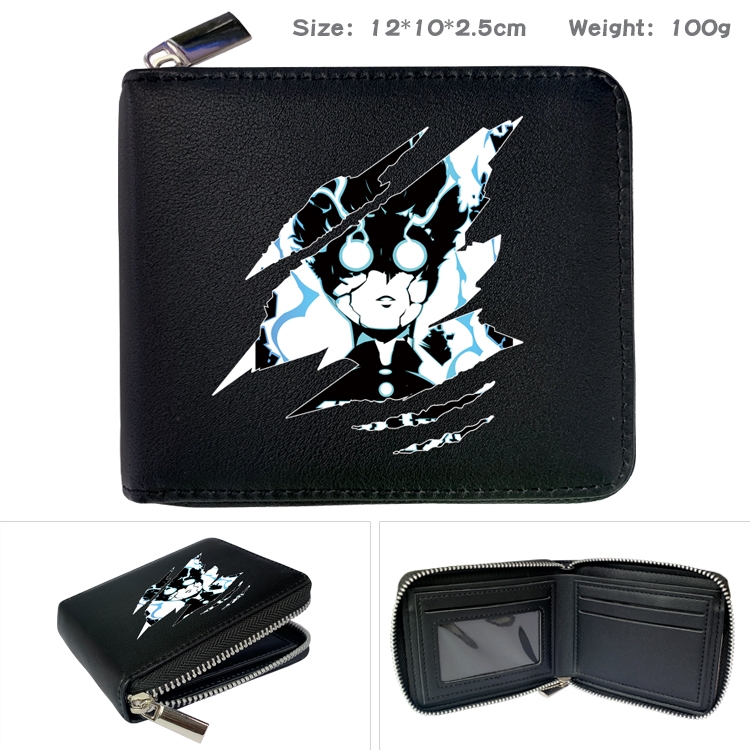 Mob Psycho 100 Anime Full Color Short All Inclusive Zipper Wallet 10x12x2.5cm