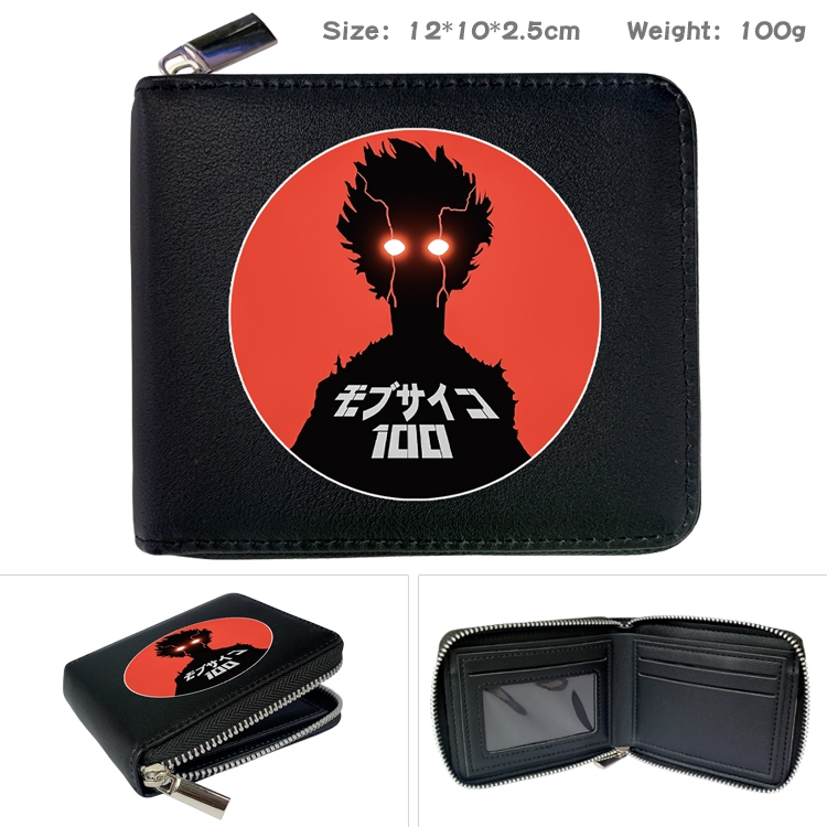 Mob Psycho 100 Anime Full Color Short All Inclusive Zipper Wallet 10x12x2.5cm