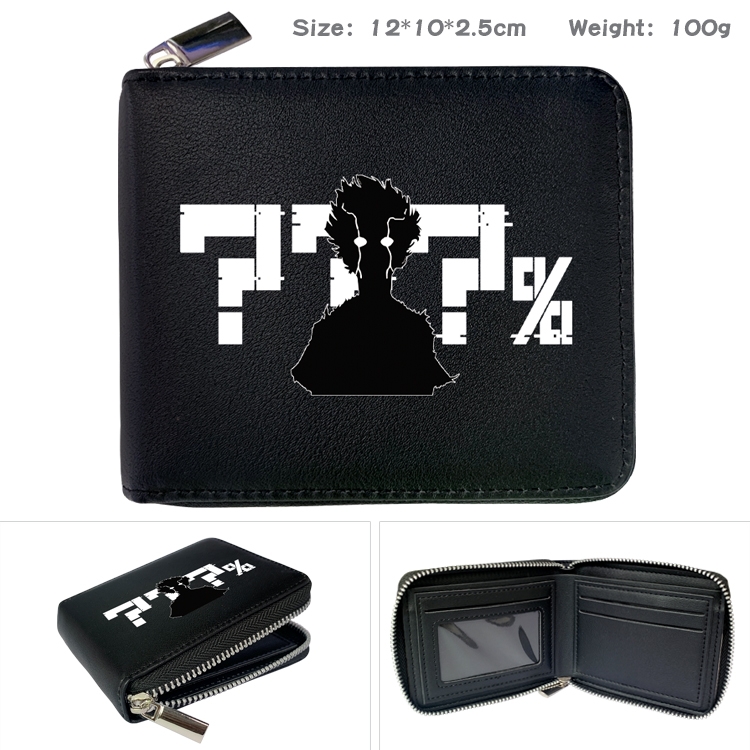 Mob Psycho 100 Anime Full Color Short All Inclusive Zipper Wallet 10x12x2.5cm