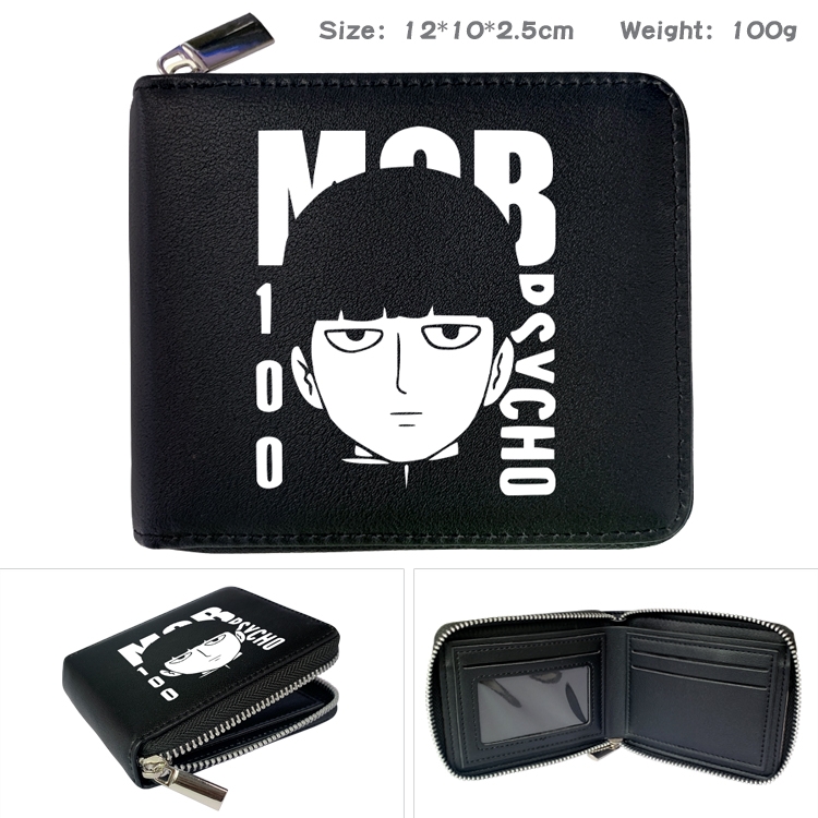 Mob Psycho 100 Anime Full Color Short All Inclusive Zipper Wallet 10x12x2.5cm