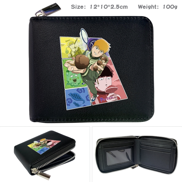 Mob Psycho 100 Anime Full Color Short All Inclusive Zipper Wallet 10x12x2.5cm