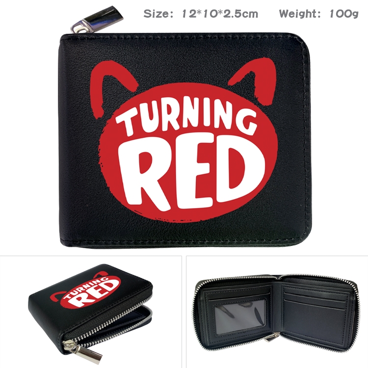 Turning Red Anime Full Color Short All Inclusive Zipper Wallet 10x12x2.5cm