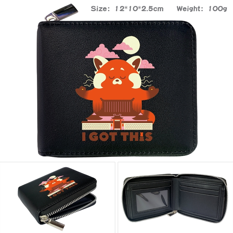 Turning Red Anime Full Color Short All Inclusive Zipper Wallet 10x12x2.5cm