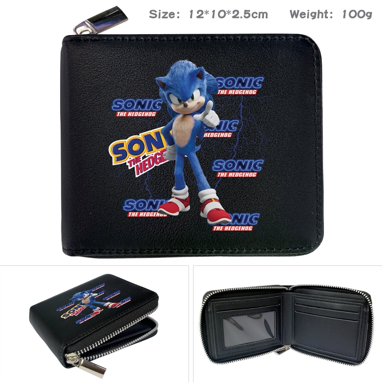 Sonic The Hedgehog Anime Full Color Short All Inclusive Zipper Wallet 10x12x2.5cm