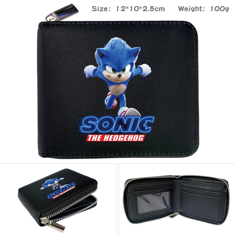 Sonic The Hedgehog Anime Full Color Short All Inclusive Zipper Wallet 10x12x2.5cm