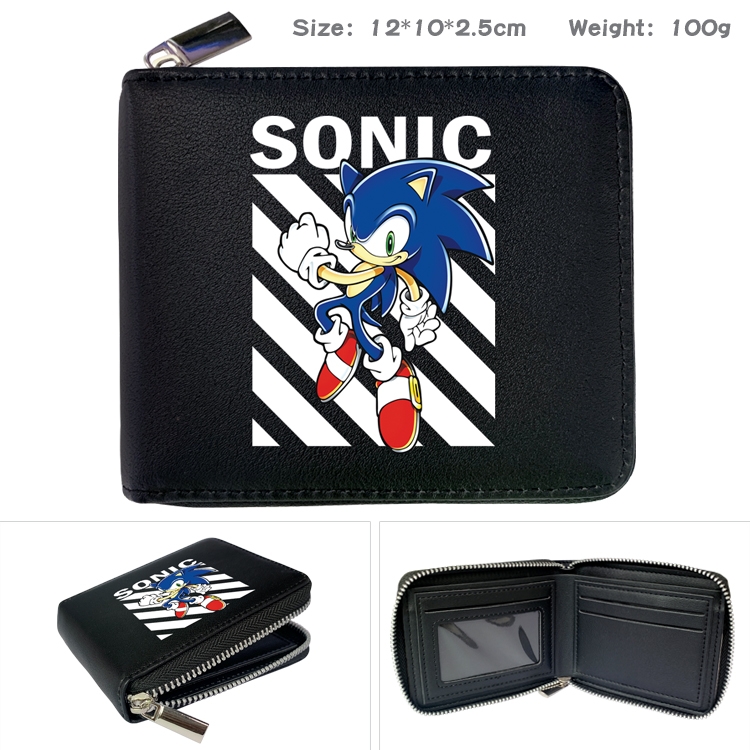 Sonic The Hedgehog Anime Full Color Short All Inclusive Zipper Wallet 10x12x2.5cm